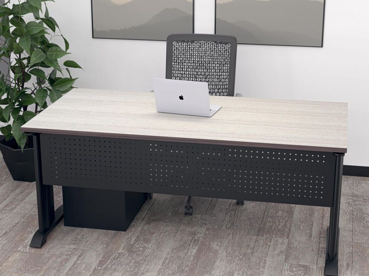 Indigo Series L-Shaped Desk with Modesty Panel and Box Legs | 6x6 | 8 Laminate options