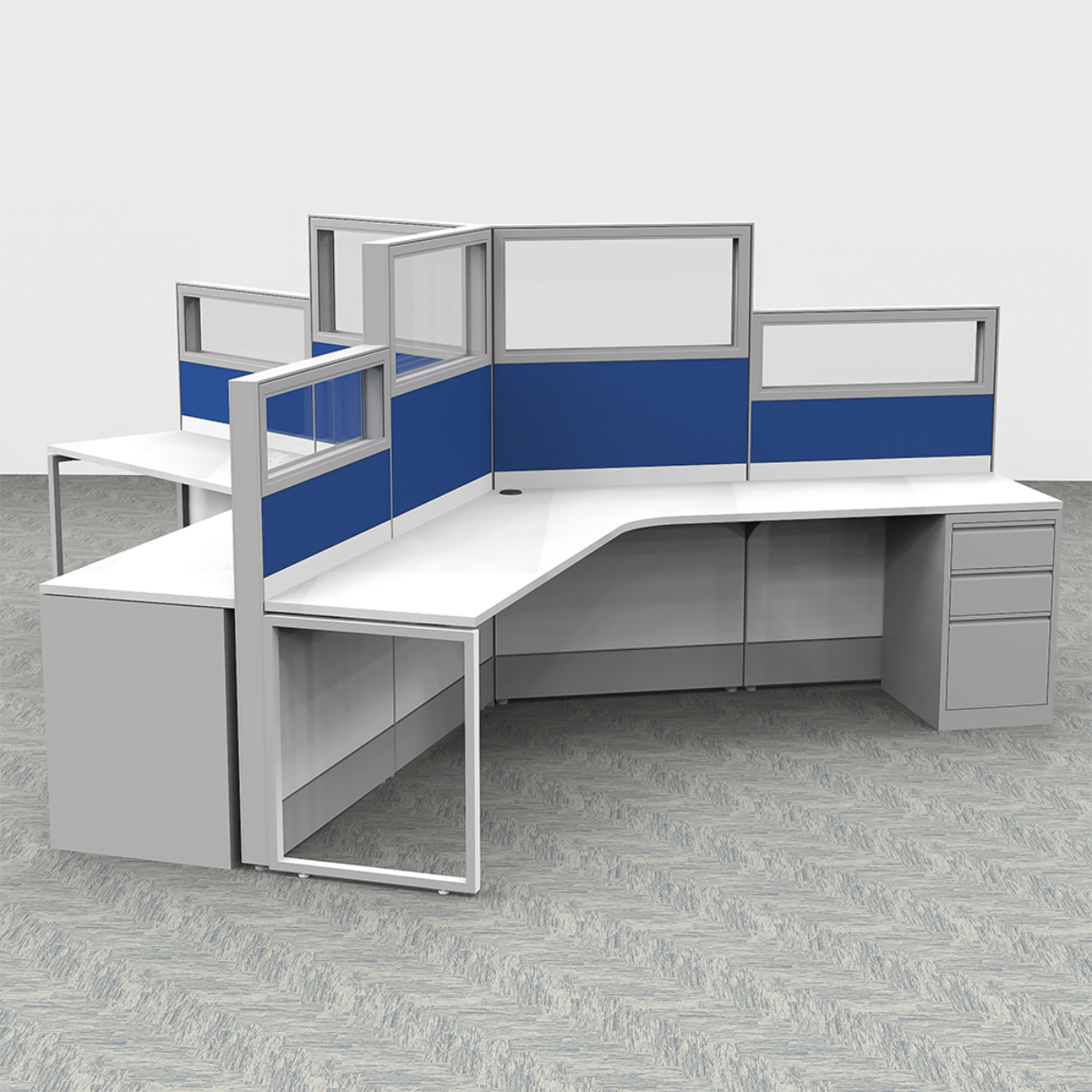 120 Degree Customer Service Cubicles | 3-Person | 6x6x65