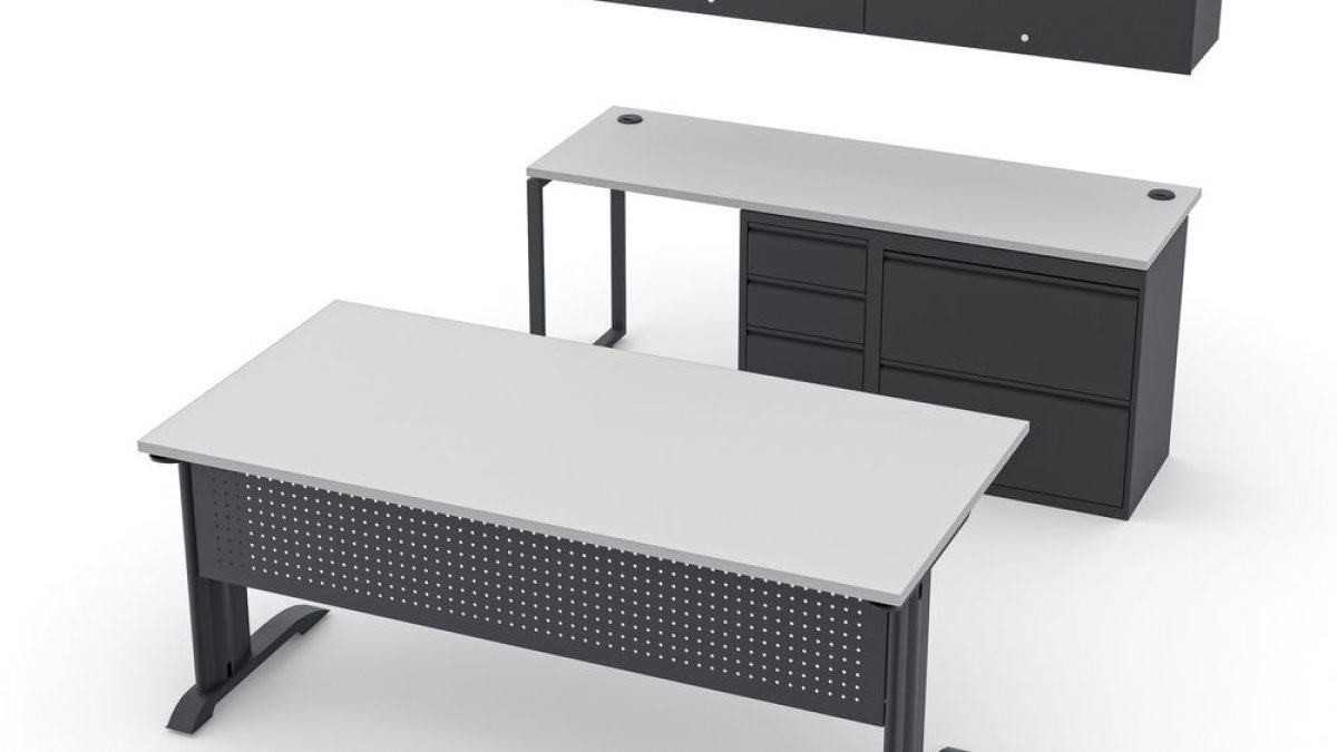 Indigo Series L-Shaped Desk with Modesty Panel and Box Legs | 6x6 | 8 Laminate options