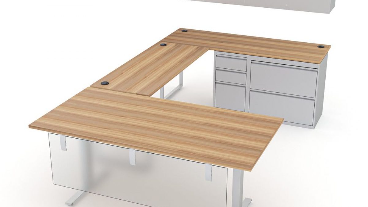 Indigo Series L-Shaped Desk with Modesty Panel and Box Legs | 6x6 | 8 Laminate options