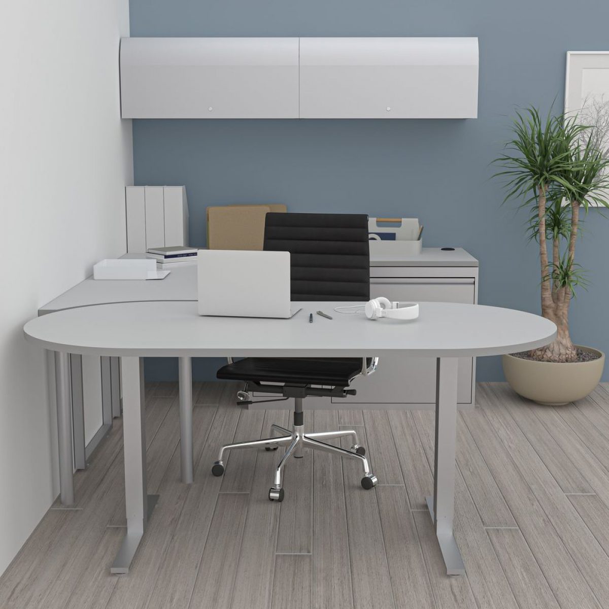 Indigo Series L-Shaped Laminate Office Desk with C-Legs | 6x6 | 8 Laminate options