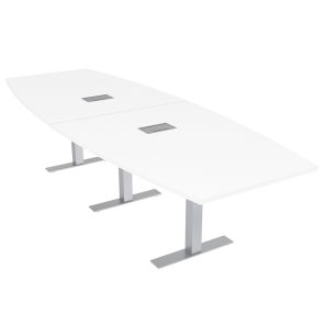 10' Harmony Conference Table Boat Shaped T Bases With Electrical White