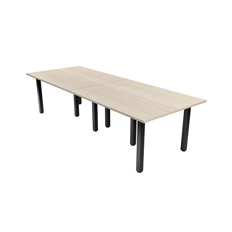 10' Rectangle Laminate Table Top with Square Metal Potst Base