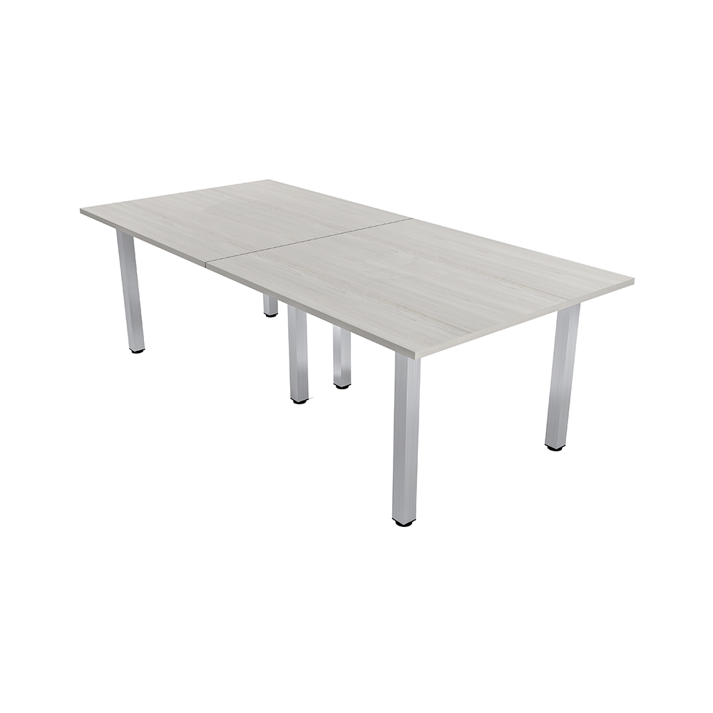 8' Rectangle Sea Salt Laminate Table top with Silver Square Post Legs