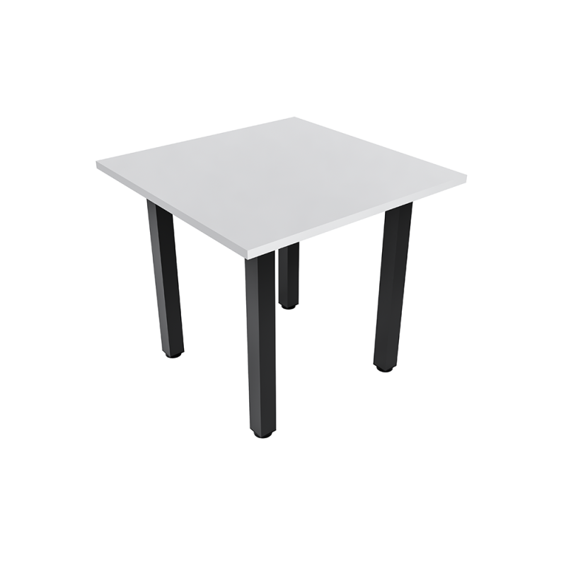 34" Square white tabletop with black square post legs