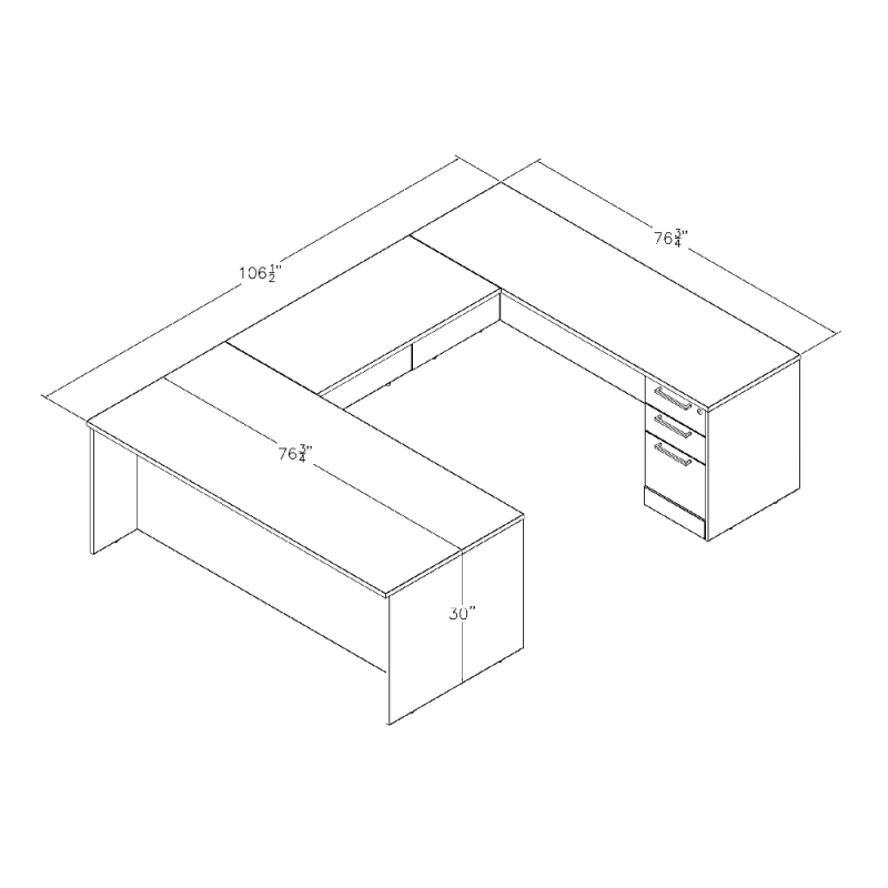 Sol Series U Shaped Desk With Storage Footprint