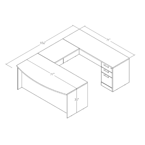 Bow Front U-Shaped Laminate Desk With Storage Footprint