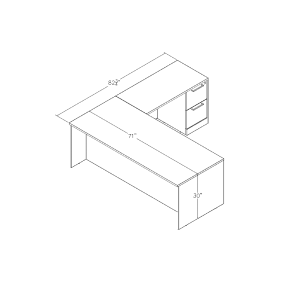 Sol Series L-Shaped Desk With File-File Cabinet Footprint