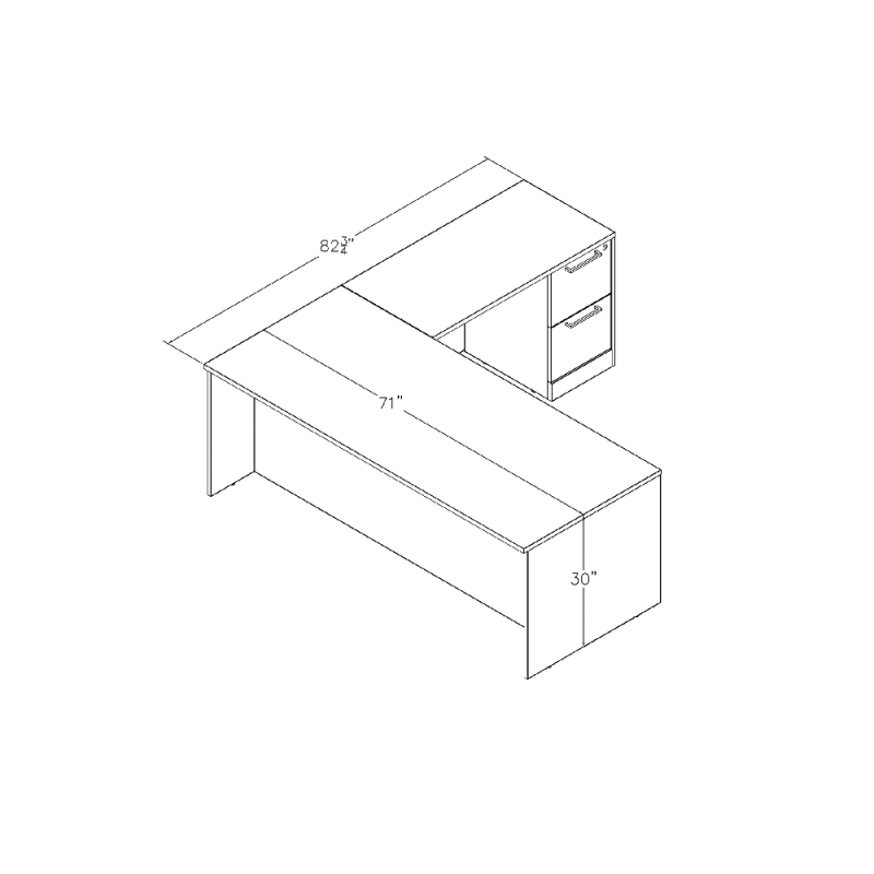 Sol Series L-Shaped Desk With File-File Cabinet Footprint