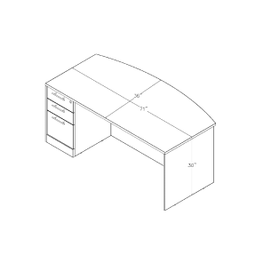 Sol Series Bow Front Laminate Desk With BBF Footprint