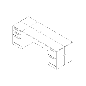 Sol Series Straight Desk With Storage Footprint