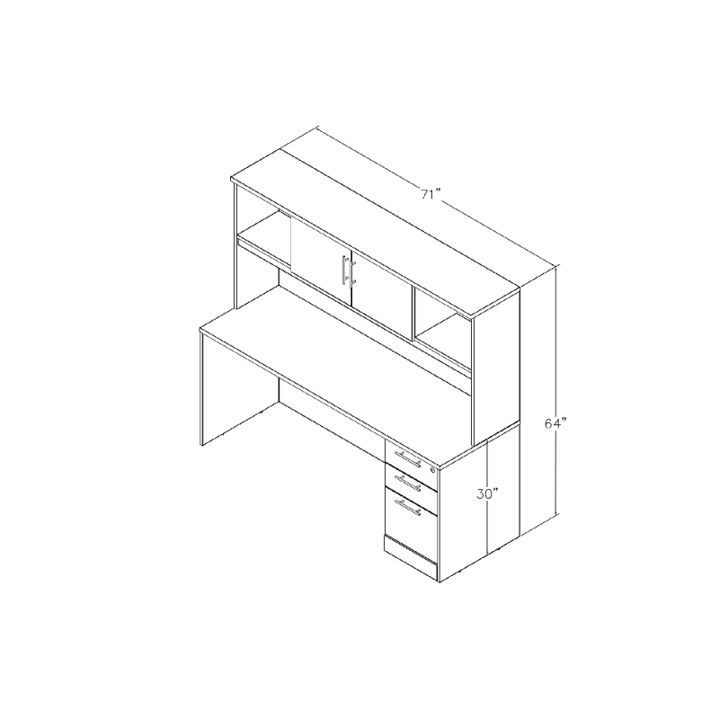 Sol Series Laminate Office Suite Straight Desk Storage Hutch Footprint