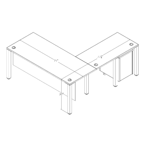 Sol Series L-Shaped Desk With Mobile Filing Cabinet Footprint