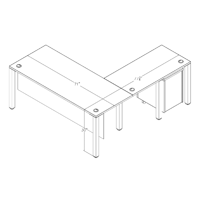 Sol Series L-Shaped Desk With Mobile Filing Cabinet Footprint