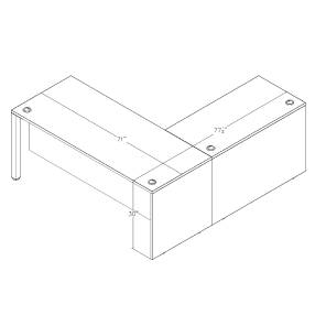 Sol Series L-ShapedDesk With Laminate Sides Mobile File Cabinet Footprint