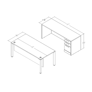 Sol Series Straight Laminate Desk With Credenza And BBF Footprint