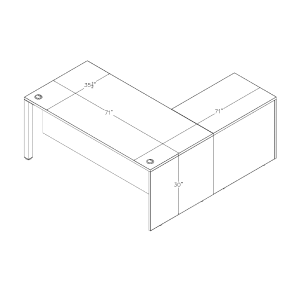 Sol Series L-Shaped Desk With Laminate Sides And Modesty Panel Footprint