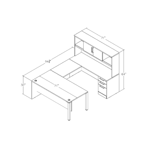 Sol Series U-Shaped :aminate Desk With Hutch And BBF Footprint