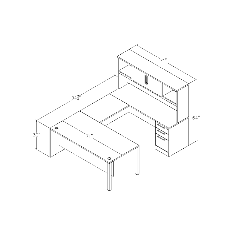 Sol Series U-Shaped :aminate Desk With Hutch And BBF Footprint