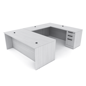 Sol Series U Shaped Desk With Storage White Cypress