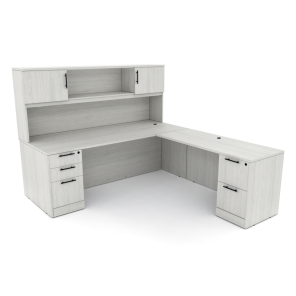 Sol Series Executive L-Shaped Desk With Storage Sea Salt