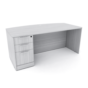 Sol Series Bow Front Laminate Desk With BBF White Cypress