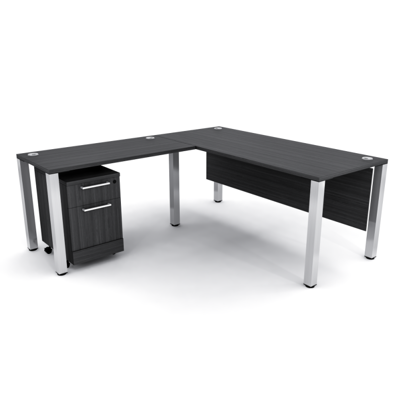 Sol Series L-Shaped Desk With Mobile Filing Cabinet Asian Night